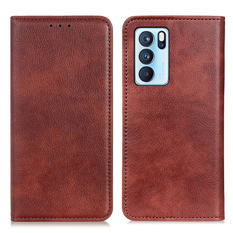 Coque Portefeuille Livre Cuir Etui Clapet N01P pour Oppo Reno6 Pro 5G India Marron