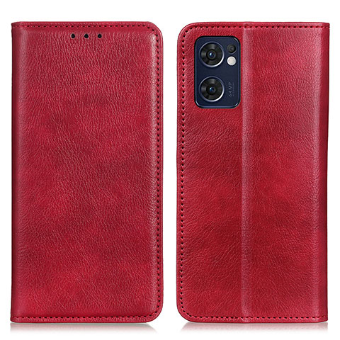 Coque Portefeuille Livre Cuir Etui Clapet N01P pour Oppo Reno7 5G Rouge