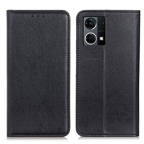 Coque Portefeuille Livre Cuir Etui Clapet N01P pour Oppo Reno8 4G Noir