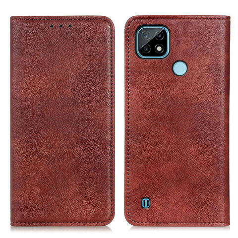 Coque Portefeuille Livre Cuir Etui Clapet N01P pour Realme C21 Marron