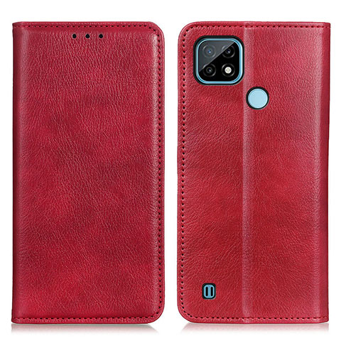 Coque Portefeuille Livre Cuir Etui Clapet N01P pour Realme C21 Rouge