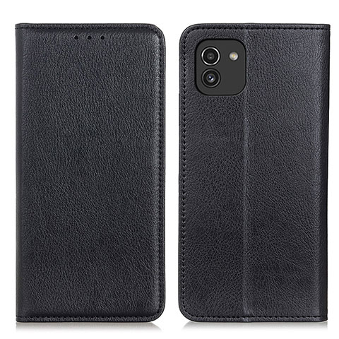 Coque Portefeuille Livre Cuir Etui Clapet N01P pour Samsung Galaxy A03 Noir