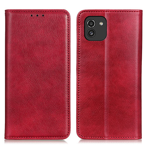 Coque Portefeuille Livre Cuir Etui Clapet N01P pour Samsung Galaxy A03 Rouge