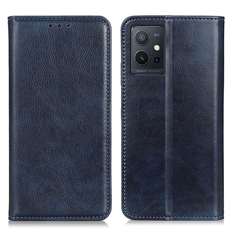 Coque Portefeuille Livre Cuir Etui Clapet N01P pour Vivo iQOO Z6 5G Bleu