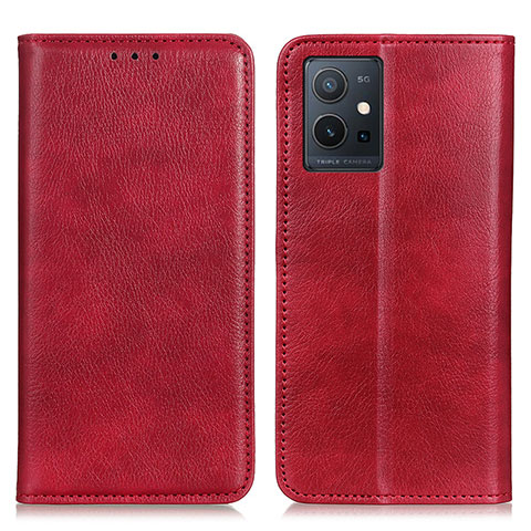 Coque Portefeuille Livre Cuir Etui Clapet N01P pour Vivo Y55 5G Rouge