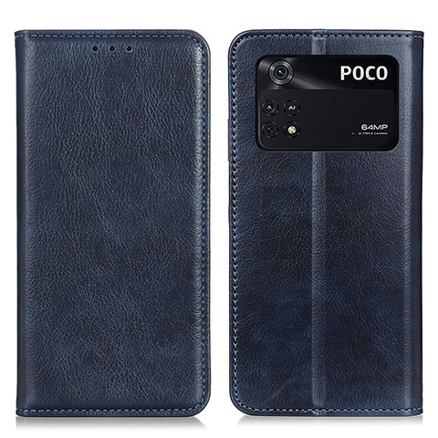 Coque Portefeuille Livre Cuir Etui Clapet N01P pour Xiaomi Poco M4 Pro 4G Bleu