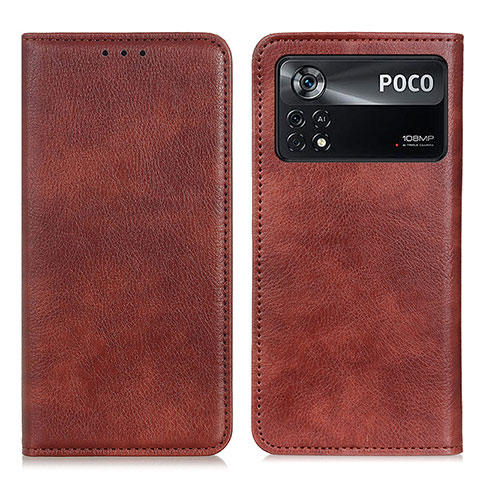 Coque Portefeuille Livre Cuir Etui Clapet N01P pour Xiaomi Poco X4 Pro 5G Marron