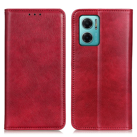 Coque Portefeuille Livre Cuir Etui Clapet N01P pour Xiaomi Redmi 10 5G Rouge