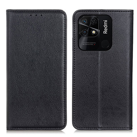 Coque Portefeuille Livre Cuir Etui Clapet N01P pour Xiaomi Redmi 10 India Noir