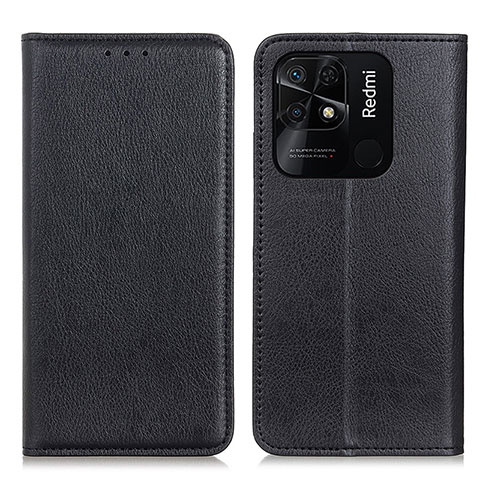 Coque Portefeuille Livre Cuir Etui Clapet N01P pour Xiaomi Redmi 10C 4G Noir