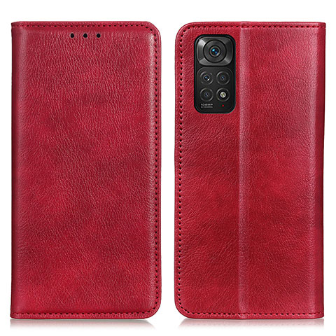 Coque Portefeuille Livre Cuir Etui Clapet N01P pour Xiaomi Redmi Note 11 4G (2022) Rouge