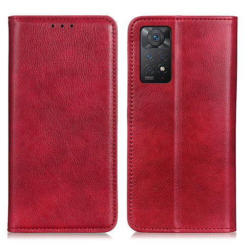 Coque Portefeuille Livre Cuir Etui Clapet N01P pour Xiaomi Redmi Note 11 Pro 5G Rouge