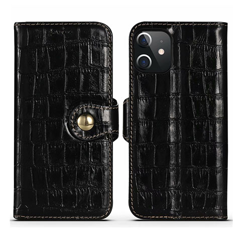 Coque Portefeuille Livre Cuir Etui Clapet N02 pour Apple iPhone 12 Noir