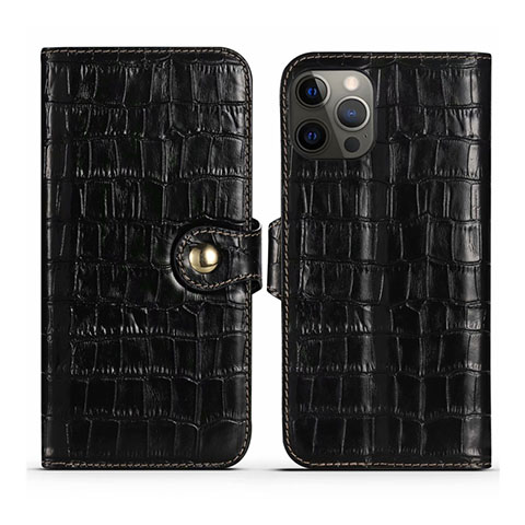 Coque Portefeuille Livre Cuir Etui Clapet N02 pour Apple iPhone 12 Pro Max Noir