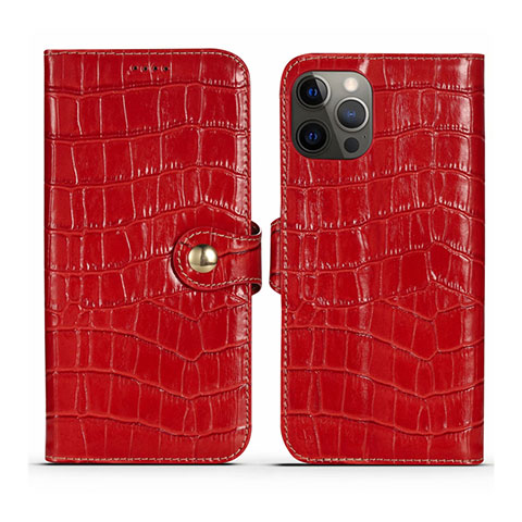 Coque Portefeuille Livre Cuir Etui Clapet N02 pour Apple iPhone 12 Pro Max Rouge