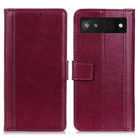 Coque Portefeuille Livre Cuir Etui Clapet N02P pour Google Pixel 7a 5G Rouge