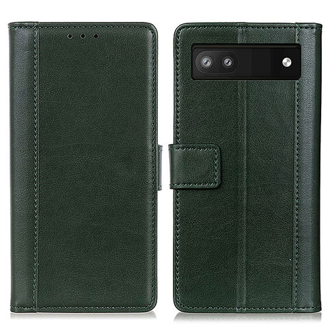 Coque Portefeuille Livre Cuir Etui Clapet N02P pour Google Pixel 7a 5G Vert