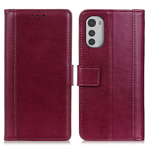 Coque Portefeuille Livre Cuir Etui Clapet N02P pour Motorola Moto E32s Rouge