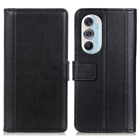 Coque Portefeuille Livre Cuir Etui Clapet N02P pour Motorola Moto Edge 30 Pro 5G Noir