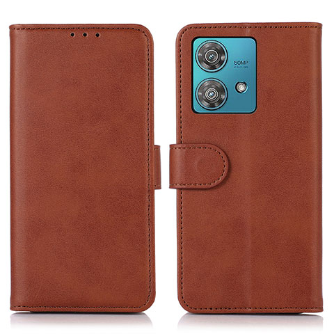 Coque Portefeuille Livre Cuir Etui Clapet N02P pour Motorola Moto Edge 40 Neo 5G Marron