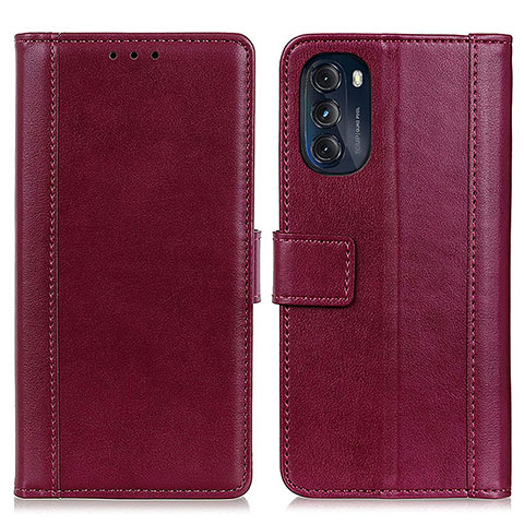 Coque Portefeuille Livre Cuir Etui Clapet N02P pour Motorola Moto G 5G (2022) Rouge