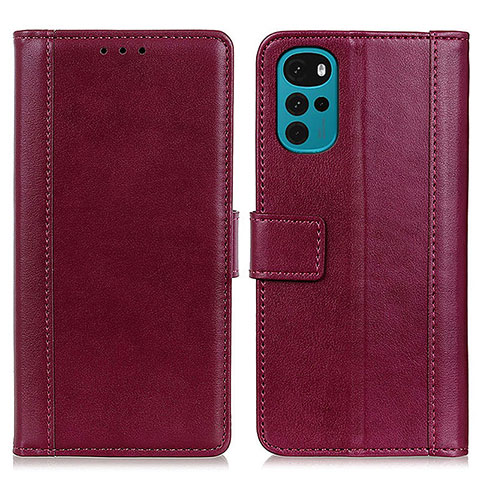 Coque Portefeuille Livre Cuir Etui Clapet N02P pour Motorola Moto G22 Rouge