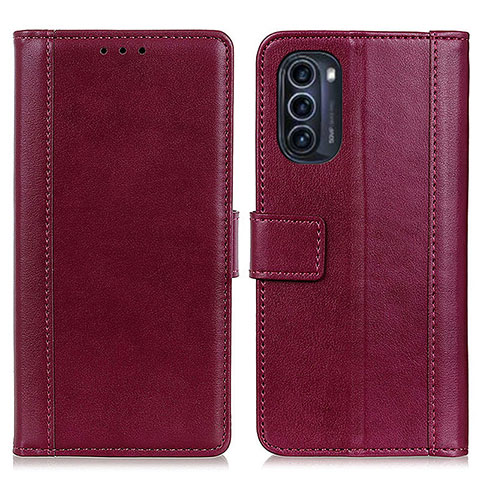 Coque Portefeuille Livre Cuir Etui Clapet N02P pour Motorola Moto G52j 5G Rouge