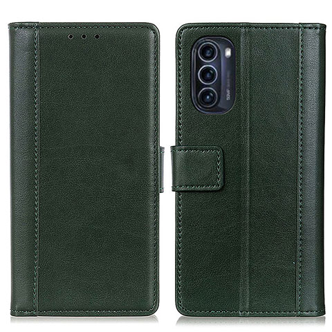 Coque Portefeuille Livre Cuir Etui Clapet N02P pour Motorola Moto G52j 5G Vert