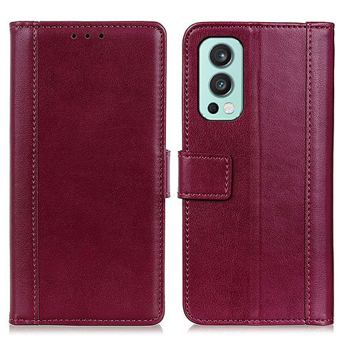 Coque Portefeuille Livre Cuir Etui Clapet N02P pour OnePlus Nord 2 5G Rouge