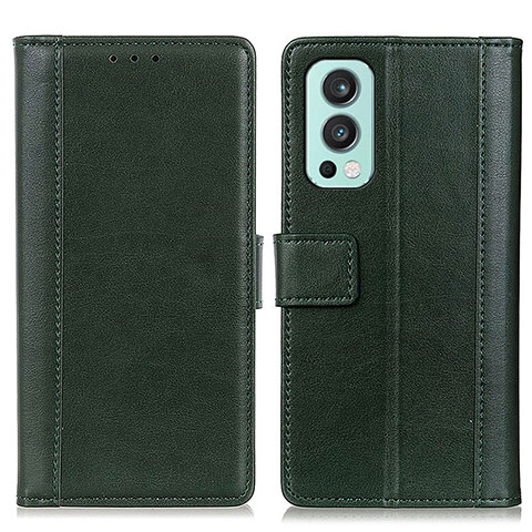 Coque Portefeuille Livre Cuir Etui Clapet N02P pour OnePlus Nord 2 5G Vert