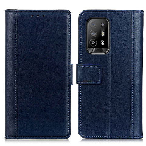 Coque Portefeuille Livre Cuir Etui Clapet N02P pour Oppo F19 Pro+ Plus 5G Bleu