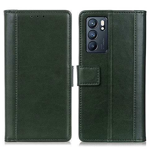 Coque Portefeuille Livre Cuir Etui Clapet N02P pour Oppo Reno6 5G Vert