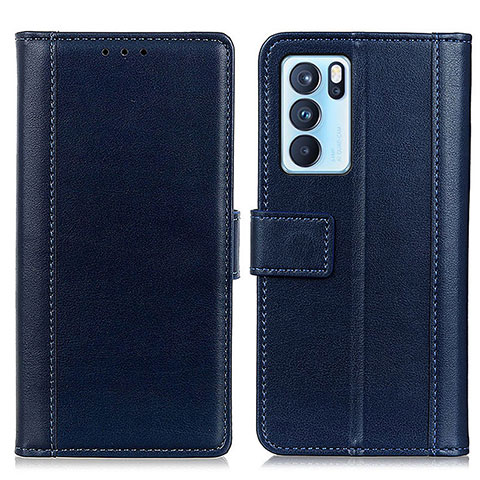 Coque Portefeuille Livre Cuir Etui Clapet N02P pour Oppo Reno6 Pro 5G India Bleu