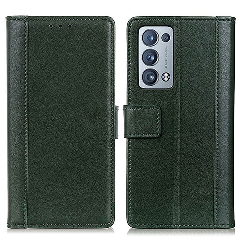 Coque Portefeuille Livre Cuir Etui Clapet N02P pour Oppo Reno6 Pro+ Plus 5G Vert