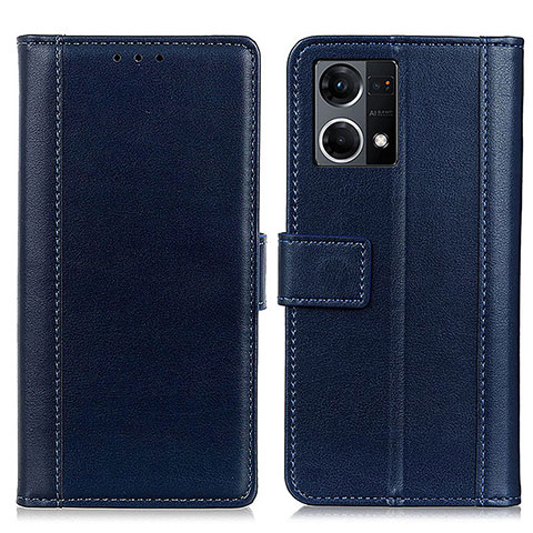 Coque Portefeuille Livre Cuir Etui Clapet N02P pour Oppo Reno8 4G Bleu