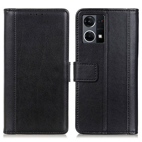 Coque Portefeuille Livre Cuir Etui Clapet N02P pour Oppo Reno8 4G Noir