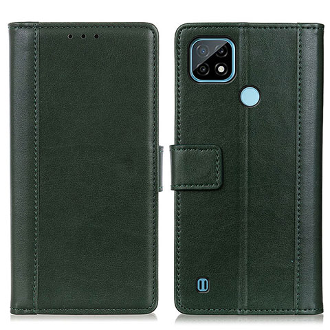 Coque Portefeuille Livre Cuir Etui Clapet N02P pour Realme C21 Vert