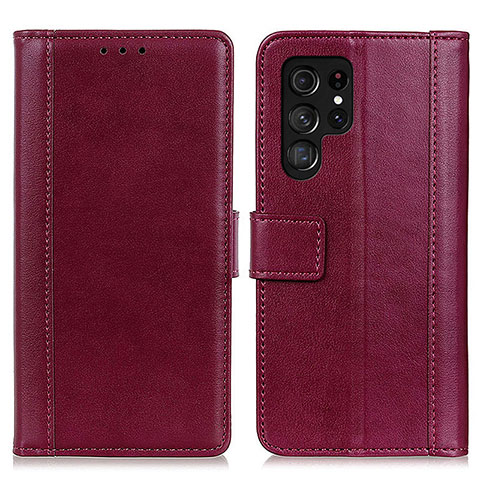 Coque Portefeuille Livre Cuir Etui Clapet N02P pour Samsung Galaxy S21 Ultra 5G Rouge