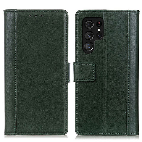 Coque Portefeuille Livre Cuir Etui Clapet N02P pour Samsung Galaxy S21 Ultra 5G Vert