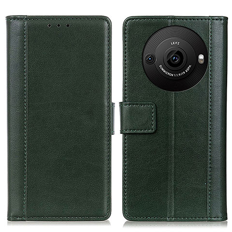 Coque Portefeuille Livre Cuir Etui Clapet N02P pour Sharp Aquos R8 Pro Vert