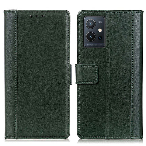 Coque Portefeuille Livre Cuir Etui Clapet N02P pour Vivo iQOO Z6 5G Vert