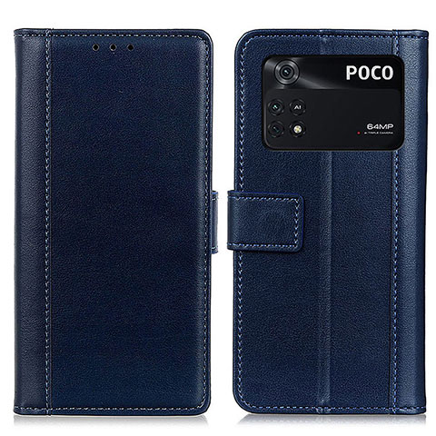 Coque Portefeuille Livre Cuir Etui Clapet N02P pour Xiaomi Poco M4 Pro 4G Bleu