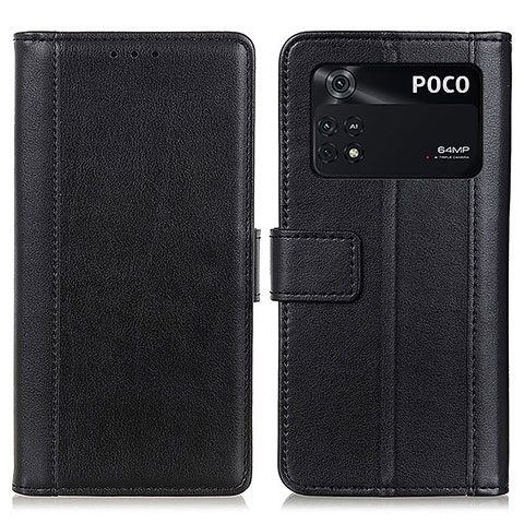 Coque Portefeuille Livre Cuir Etui Clapet N02P pour Xiaomi Poco M4 Pro 4G Noir