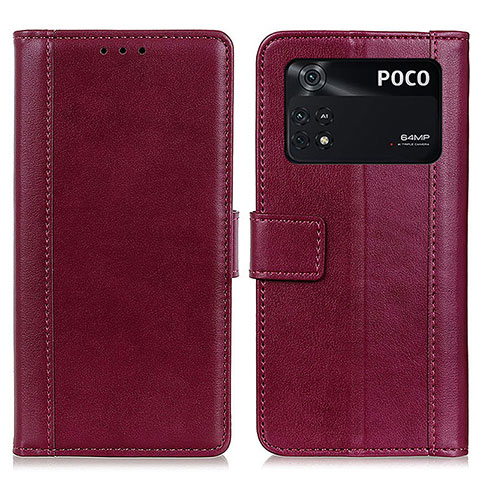 Coque Portefeuille Livre Cuir Etui Clapet N02P pour Xiaomi Poco M4 Pro 4G Rouge