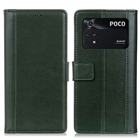 Coque Portefeuille Livre Cuir Etui Clapet N02P pour Xiaomi Poco M4 Pro 4G Vert