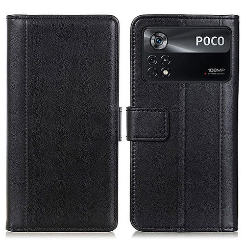 Coque Portefeuille Livre Cuir Etui Clapet N02P pour Xiaomi Poco X4 Pro 5G Noir