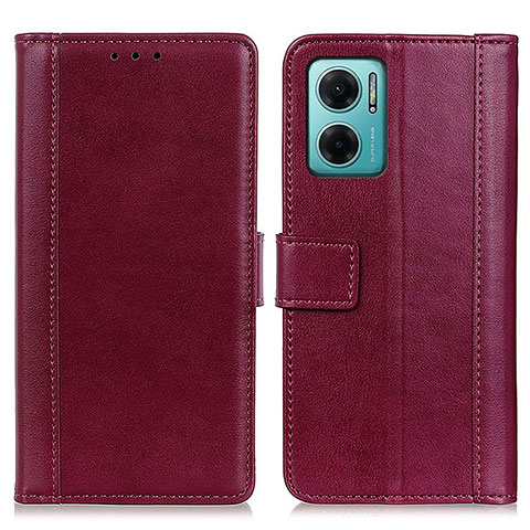 Coque Portefeuille Livre Cuir Etui Clapet N02P pour Xiaomi Redmi 10 5G Rouge