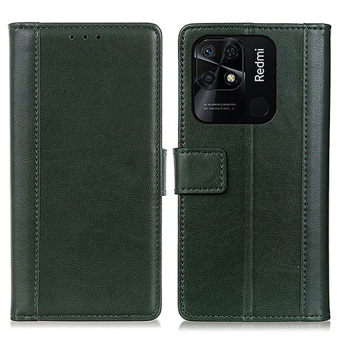 Coque Portefeuille Livre Cuir Etui Clapet N02P pour Xiaomi Redmi 10 India Vert