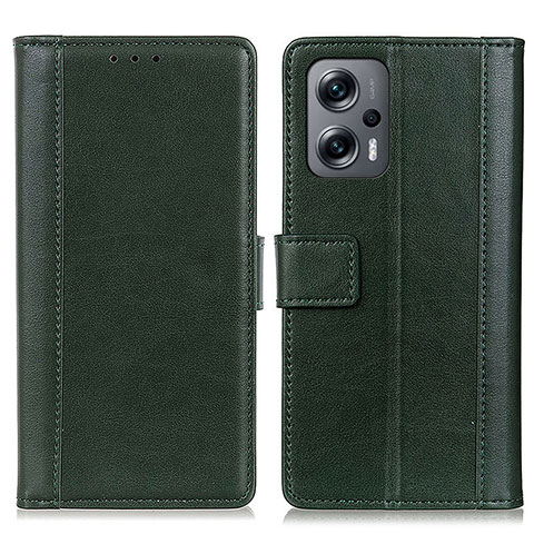 Coque Portefeuille Livre Cuir Etui Clapet N02P pour Xiaomi Redmi Note 11T Pro+ Plus 5G Vert