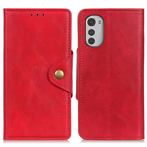 Coque Portefeuille Livre Cuir Etui Clapet N03P pour Motorola Moto E32 Rouge